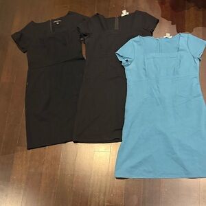 3 Banana Republic Dresses - 2 Black and one turquoise blue